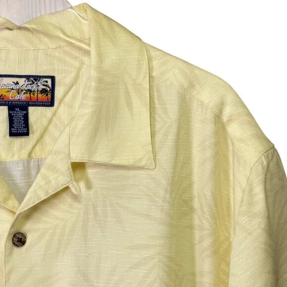 Havana Jack’s Café Hawaiian Camp Shirt Yellow Blue Floral Rayon XL - Picture 7 of 7
